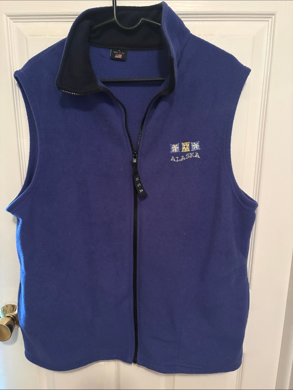 Alaska Embroidered Royal Blue Fleece Vest